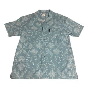Columbia men’s Teal Patterned Button Down Shirt size L